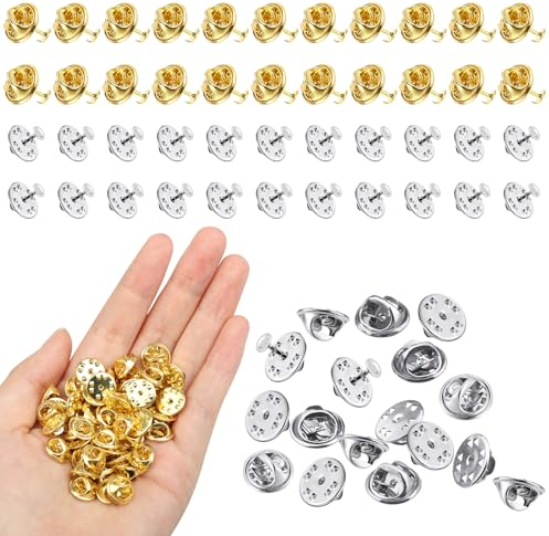 BLMHTWO 100 Paar Pin Verschluss, Butterfly Clips Schmetterling-Kupplungs-RaffnäGel 10 mm NadelverschlüSse für Handwerk RucksäCke Hut Jacke
