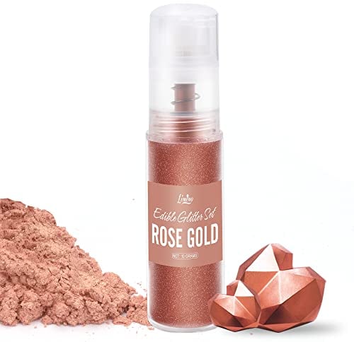 Edible Glitter Spray - 10g Edible Luster Dust Metallic Food Grade Coloring Glitter for Drinks, Cake Decorating, Baking - Edible Dust Powder Shimmer Dusting Powder for Icing, Gumpaste, Candy(Rose Gold)