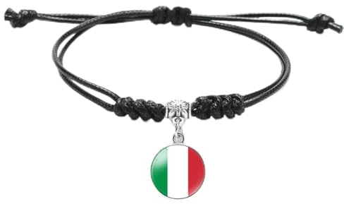 3 Stücke Italienische Flagge Geflochtenes Armband, Mehrfarbiges Einfaches Handgewebtes Flaggenarmband Verstellbares Italienisches Flaggenarmband Schmuck Geschenk Für Männer Frauen Kinder,Schwarz,2