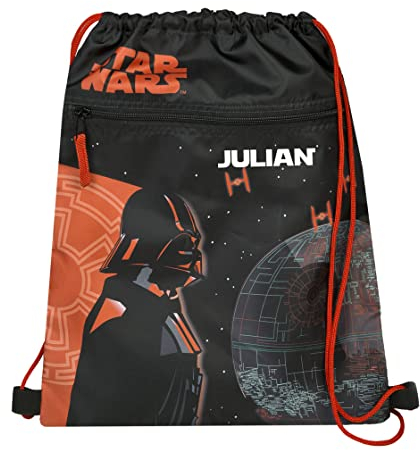Turnbeutel Junge mit Name | Personalisierter Schuhbeutel StarWars Darth Vader | Sportbeutel zum Zuziehen Kinder-Rucksack | inkl. Wunschaufdruck