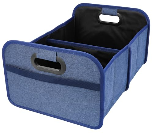 BELLE VOUS Blue Foldable Car Boot Organiser Bag - Heavy-Duty Collapsible Trunk Tidy Storage Box - Multi-Compartment Organiser for Car, SUV, Truck or Minivan Cargo/Groceries