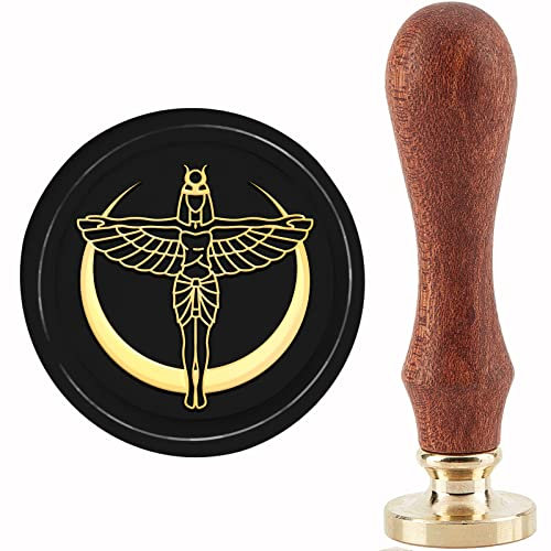 craspire Isis Wachssiegel-Stempel, Göttin, Ägyptischer Siegelstempel, Kupfersiegel, Retro, Abnehmbarer Messing-Stempelkopf Mit Holzgriff Für Muttertag, Erntedankfest, Hochzeit, Umschlag, Karten