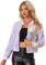 Allegra K Damen-Bomberjacke mit Pailletten, langärmelig, Reißverschluss, glänzendes Glitzer-Oberteil, glitzerndes Party-Outfit, rosa / purpur, S