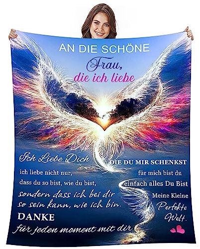 Kuscheldecke Geschenk für Frau, extra weich & warm Flauschige Decke Flanell An Meine Frau Von Ehemann Hochzeitstag Geschenke Geburtstagsgeschenk Ich Liebe Dich Geschenke 150x220cm