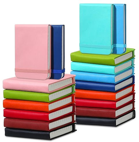 Tenceur 18 Pcs Tiny Notebook 4.3 x 3 Small Pocket Notebook with Elastic Band Leather Softcover Small Notepad Pocket Size Elastic Closure Mini Journal Notepad for Nurse Reporter Traveler (Colorful)