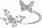 Verstellbarer Doppel-Schmetterlingsring aus 925er-Sterlingsilber für Damen und Mädchen, Schmuck, Schmetterlingsringe silberne verstellbare Geschenk, für Frauen