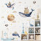 Wandtattoo Wale Schlösser,2 Stück Groß Wandsticker Unter Dem Meer Peel and Stick Wandaufkleber PVC Abnehmbare Sterne Mond Wolken Dekorative Malerei Für Babyzimmer Kinderzimmer Spielzimmer Zimmer