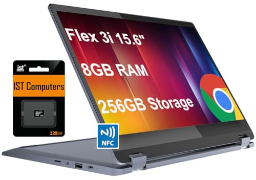 2025 Lenovo Flex 3i Chromebook 15,6 FHD 2-in-1 Touchscreen Laptop (Intel Pentium N6000, 8 GB di RAM, 256 GB di memoria (128 GB eMMC + scheda SD IST da 128 GB)) Business, casa, studenti, webcam, Wi-Fi