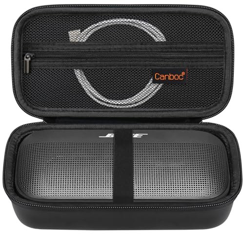 Canboc Tragetasche kompatibel mit Bose SoundLink Flex Bluetooth Lautsprecher, Wireless Bluetooth Outdoor Lautsprecher Box, Mesh Pocket Fit USB Kabel, Schwarz (nur Case)