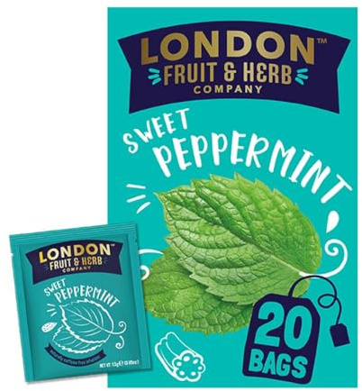 London Fruit & Herb Sweet Peppermint Tea, Caffeine-Free Herbal Infusion, 20 Teabags – Refreshing Minty Blend, Naturally Soothing and Cooling (Pack of 6)