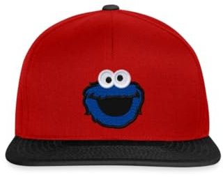 Spreadshirt Sesamstraße Krümelmonster Stick Snapback Cap, One Size, Rot/Schwarz