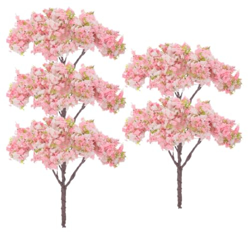 HOMSFOU 5st Simulierter Kirschblütenbaum Mini-blütenbaum Simulation Blütenbaum DIY Sandtisch Modell Rosa Baum Mini-landschaftsdekor Miniatur-kirschbaum Plastik Künstlich Strauch