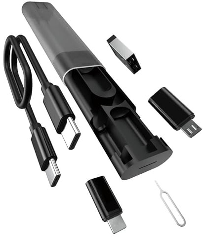 N NEWTOP Kit CU24 Multifunzione Custodia Portatile Cavo USB Type-C Tipo A Micro USB Spillo togli Sim TF Card Slot Porta Connettori Adattatori Carica Universale 60W per tutti gli Smartphone Cellulari