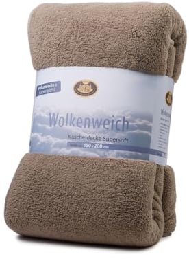Gözze - Wolkenweich Kuscheldecke, Schaffellimitat, 100% Polyester (Mikrofaser), 150 x 200 cm - Stein
