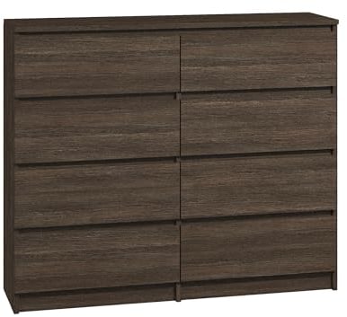 roe furniture Kommode mit 8 Schubladen - Modern Schubladenschrank - Komodenschrank - Schubladenkommode 120 cm Breit - Wenge