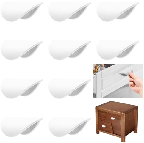 10 Piezas Manija Autoadhesiva para Muebles, Tiradores Autoadhesivos para Cajones, Pomo Puerta Adhesivo, Tiradores para Puerta de Balcón y Ventana para Puertas, Ventanas, Armarios, Cajones, Blanco