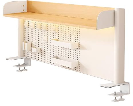 JCSRYD Clamp on Desk Shelf Desk Extender Pegboard Workstation, Privacy Panel for Gaming Desk, Desk Accessories for Office Gaming Home (Size : 60 * 38cm/24 * 15in)