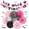 SUNBEAUTY Purple Black Happy Halloween Party Decorations Halloween Birthday Party Decorations with Happy Birthday Banner Paper Fans Spider webs Bats