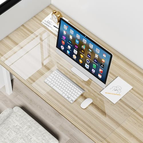 Schreibtischunterlage Transparent, Große Schreibtischunterlage Durchsichtig, Runde Kanten Klar Schreibtischmatte Rutschfeste Wasserdichte, Schreibunterlage Kinder Mauspad für Büro Zuhause (120x40cm)