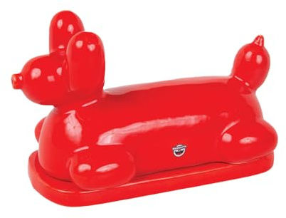Red Balloon Dog Butter Dish, Ceramic Butter Stick-Shaped Lid, Holds 1 Stick, Funny Eclectic Kitchen Decor