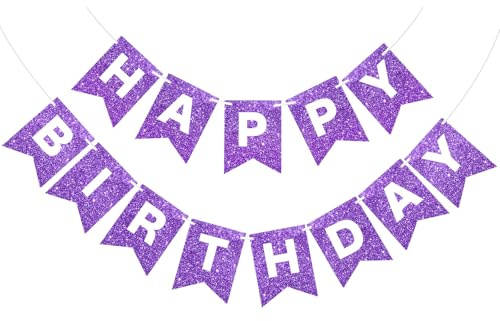 Alles Gute zum Geburtstag Girlande Glänzende Glitter Party Dekoration für Frauen Mädchen Baby Dusche Indoor und Outdoor Hintergrund Dekoration (Violett)