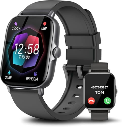 ASWEE Smartwatch Con Effettua/Risposta Chiamate, 1.85 Orologio Smartwatch Uomo Donna 100+ Sportive Smart Watch Con Contapassi/Sonno/Cardiofrequenzimetro, Impermeabil IP68 Fitness Tracker iOS Android