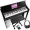 RhapsodyDP61 - Digitales E Piano Keyboard mit 61 Tasten, Hocker, Sustain Pedal & Kopfhörer, Keyboard mit Anschlagdynamik, Möbel-Keyboard Ständer, 300 Sounds, 80 Demos, Effekte Akkorde, USB Midi - Set