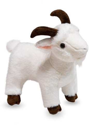 ChampracerZiege Plüschtie Figur, Tier Modell Spielzeug, Kawaii Schaf Kuscheltier, Dekoration für Kinder (30 cm, Weiß)
