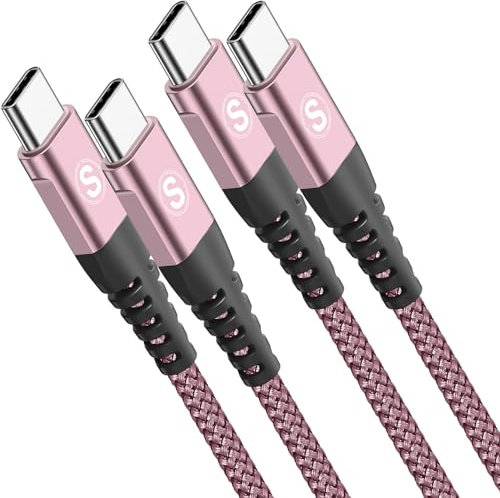 Cavo USB C a USB C da 60 W [2 pezzi da 1 m] PD ricarica rapida USB tipo C nylon intrecciato per i Phone 16 15 Pro Max, Galaxy S25 S24 S23 S22 S21 Ultra FE Plus Note 20,iPad Pro MacBook Pixel