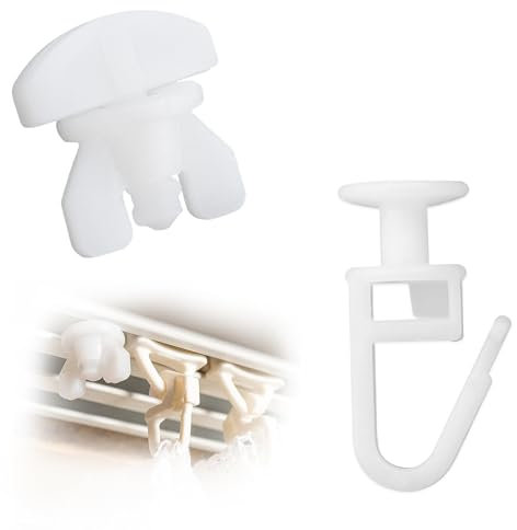 RAFIYU Gardinengleiter für Gardinenschiene, 150x Gardinenhaken + 12x Stopper, Faltengleiter für Gardinenschienen, Vorhang Haken für Schiene Schlaufengleiter, Wohnmobil-Vorhangschiene