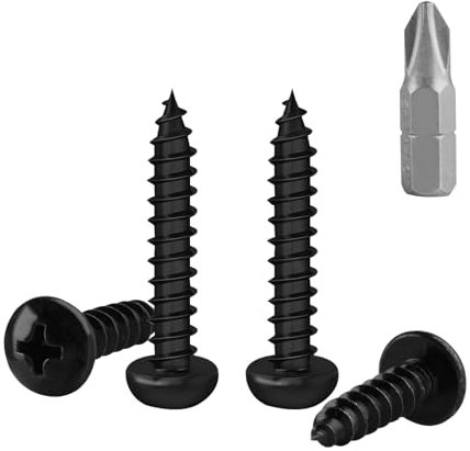 150 Pz Viti M4x30mm, Viti Autofilettanti, Viti per Legno Nere, Vite a Testa Bombata a Croce Tonda, Vite da Acciaio al Carbonio per Mobili Metallo Plastica