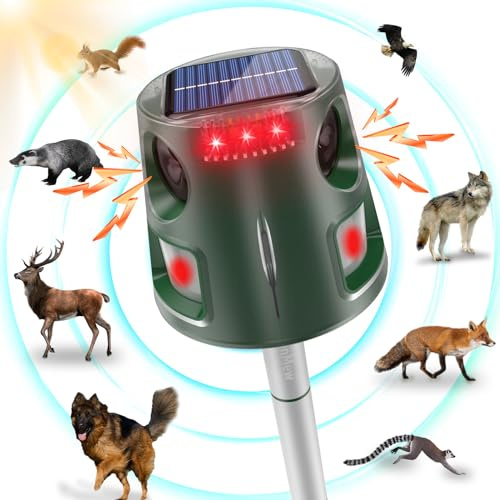 Bubbacare Katzenschreck Ultraschall Solar, Katzenschreck für Garten wasserdichte, 5 Modus Einstellbar Marderschreck, Solarladung Garten Katzenabwehr, 32FT Effektiv für Katzen, Hunde, Vögel, Mäuse