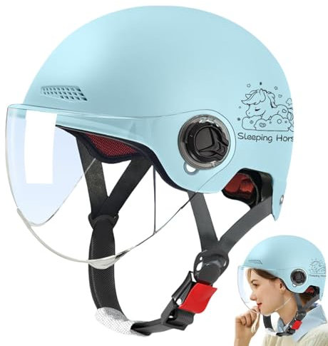 Generisch Scooter Safety Hat, Multi Sport Protection Scooter Hard Cap, Adult Motorbike Open Face Sun Shield Visor, Half Headgear for Riding, Cycling, Outdoor Sports, Atv Cruiser