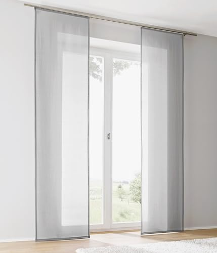 Kutti Schiebegardine Schiebevorhang Raumtrenner Enya grau Uni mit Paneelwagen B 60 x H 145 cm (1 STK)