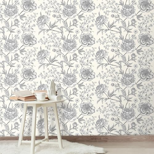 Decotalk Papier Adhesif Pour Meuble Beige Fleurs 44.5x900cm Papier Peint Adhesif Mural Beige Revetement Mural Adhésif Amovible Autocollant Film Vinyle Décoratif Pour Salle De Bains Cuisine Chambre