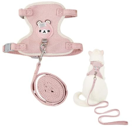 CATOR pieza Correa de Conejo,120cm,Accesorios de Conejo, Arneses, Collares Y Correas Para Animales Pequeños, Arnés Con Correa, Arnés de Conejo,Correa ajustable para mascotas,para 1-1,5 kg(rosa)