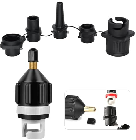 Sup Ventil Adapter Aufblasbarer Adapter, ‎Schlauchboot Ventiladapter mit 4 Stück Gasdüse, Gasdüse Pumpenadapter für Schlauchboote Aufblasbares Bett, Stand Up Paddle Board