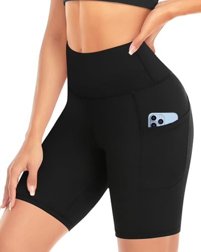 ACTINPUT Radlerhose Damen mit Taschen High Waist Sport Kurze Hose Blickdicht Yoga Shorts Hotpants Stunny Kurz Leggings Unterhose Chub Rub Boyshorts Sommerhose Damenshorts Women's Kleider