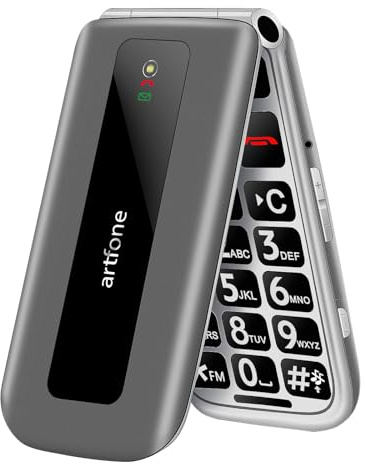 artfone F30 Silbergrau- 4G Seniorenhandy Klapphandy Ohne Vertrag丨Großtasten Mobiltelefon丨2,4 Zoll Farbdisplay丨SOS Notruftaste丨Ladestation丨Handy für Senioren丨FM Radio丨1300mAh Akku丨Sprachansage丨Kurzwahl