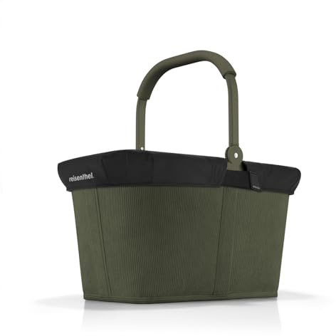 Reisenthel Set carrybag cord matcha mit Cover black Stabiler Einkaufskorb mit praktischer Innentasche – Elegantes und wasserabweisendes Design