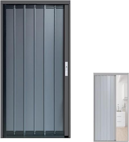 AVLLSO Falttüre Aluminium Akkordeon Raumteiler Tür, Magnetische Klapptür Datenschutzpanel mit Schloss, Schlafzimmer Flur Speisekammer(H 200cm,W 100cm)
