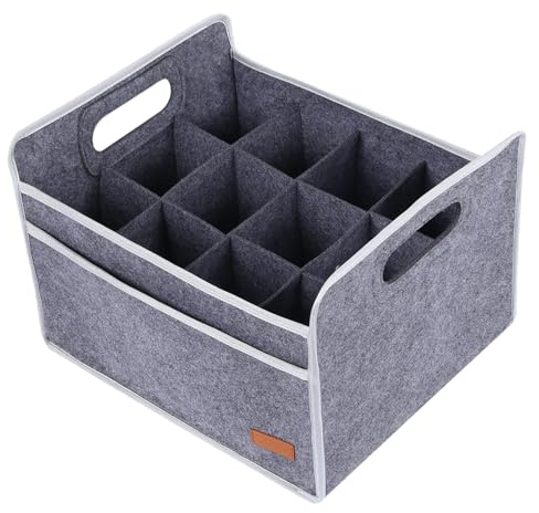 Weintragetasche 12 Flaschen Verdickter Filz Wiederverwendbar | Flaschen-Tragetasche Mit Griffen für Likör, Champagner, Einkaufen, Reisen, Camping, Picknick, Party und vielseitig