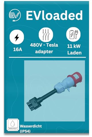 EVloaded Tesla Adapter 16A 3-Phasen 480V Rot Buchse - EV Ladekonverter Stecker - Hochwertiger Tesla EV Ladestation Adapter für europäische EV Besitzer