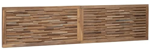 vidaXL Kopfteil Natur Massivholz Teak, Rustikaler Wandkopfteil im Landhausstil, Teakholz, rechteckig, stylisches Schlafzimmermöbel, platzsparendes Deko-Element