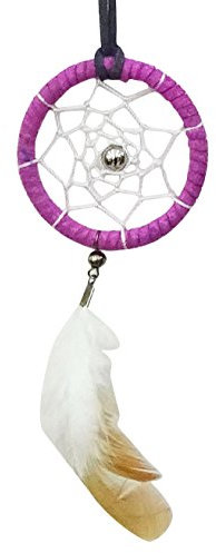 SuSvapnaah Mini-Traumfänger Für Auto Klein Dreamcatcher Braun Weißen Hängenden Ornament Rund 3 Zoll