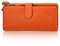 AprinCtempsD Portefeuille Longue en Cuir Véritable Porte-Monnaie Grande Capacité Porte-Cartes Coloré Pochette Zipper pour Femme (Orange)