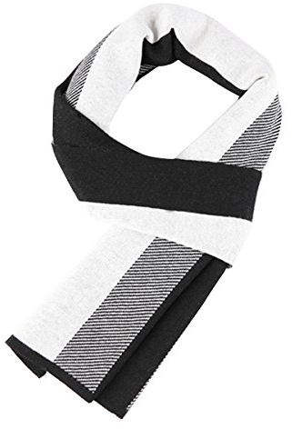 WANYING Winter Herbst Herren Strickschal 6% Wolle Gestrickter Schal Casual Business Gentleman - 180 * 30 cm Gestreift Schwarz Weiß