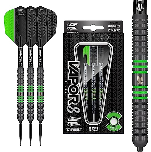 Target Darts Vapor 8 Schwarz Grünes 21G Steeldarts Dartpfeile-Set