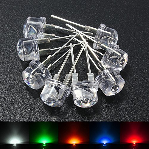 MASUNN 20Pcs 8Mm Chapeau De Paille Bleu Vert Jaune Rouge LED Eau Clair Diodes Électroluminescentes Lampe - Bleu