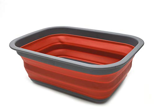 SAMMART Bassine pliable et portable pour pique-nique, courses et rangement gain de place Couleur terre cuite 9,2 l